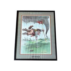 Gary Patterson Print "Dedication" Framed Cartoon - Vintage 1981